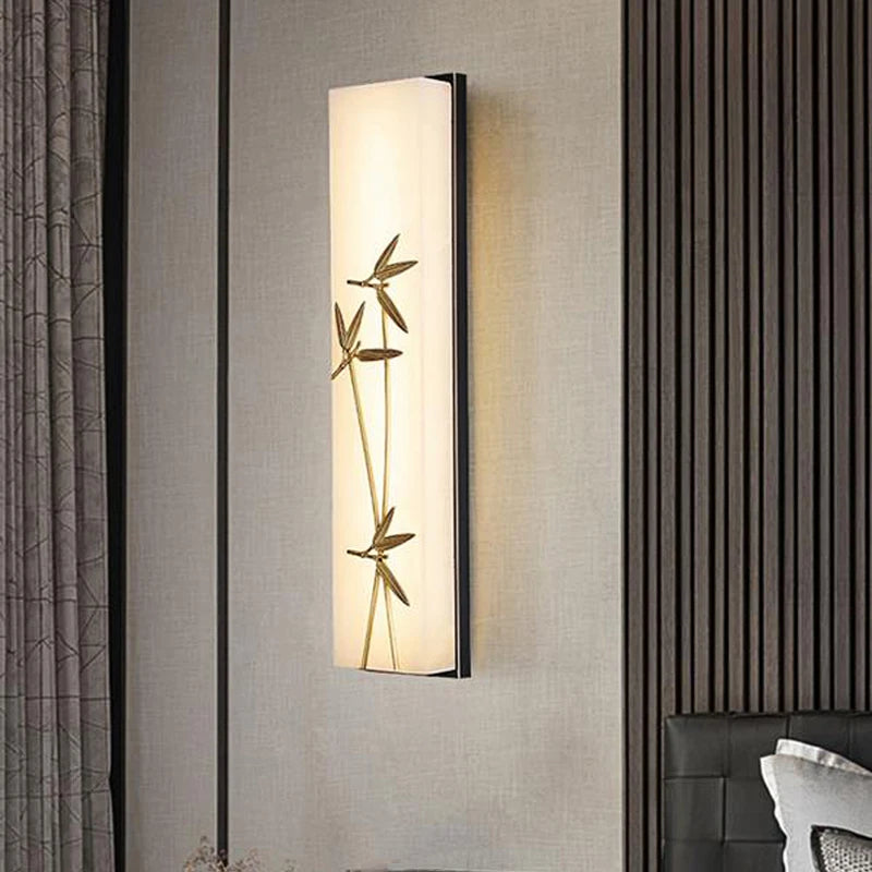 applique murale led en cuivre et marbre style bambou pour hôtel