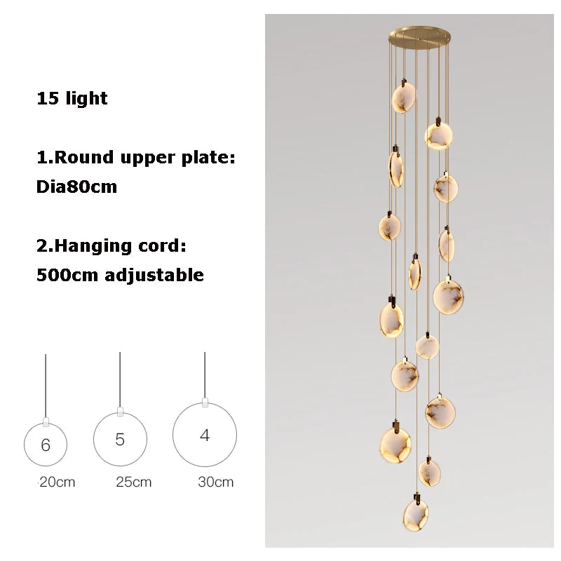 lustre design en marbre doré avec éclairage led tendance 2024