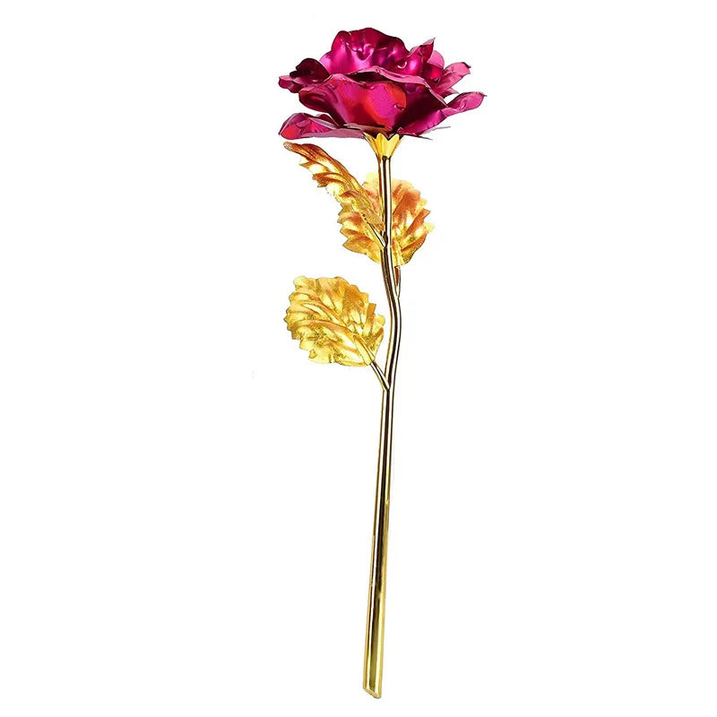 fleur de rose artificielle en métal doré décorative à offrir