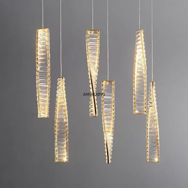 Creative and Personalized Long Crystal Light,Walkway Bedroom TV Background Wall Lamp Luxury  Simple LED Suspension Lamps