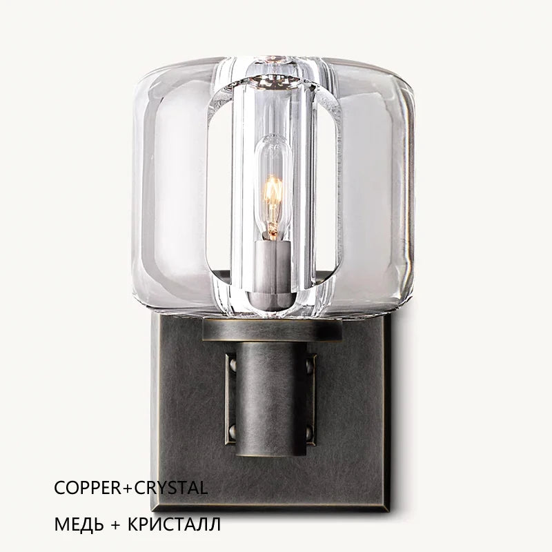 rh demaret applique cuivre cristal éclairage foyer toilettes lampes