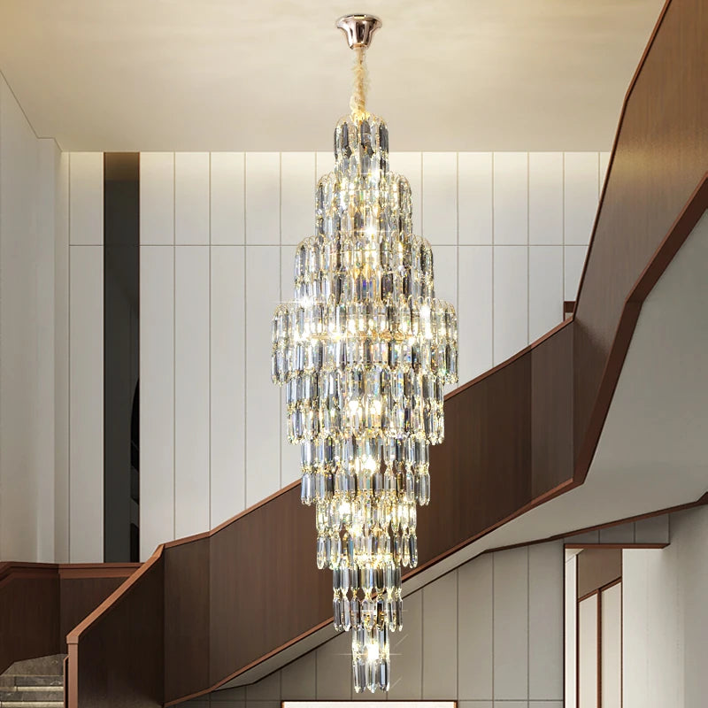 lustre en cristal pour escalier et halls d'hôtel