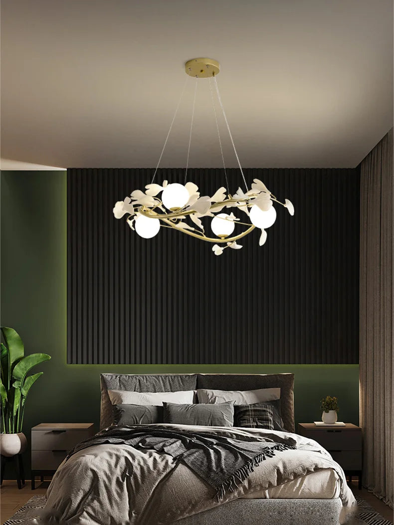 lustre ginkgo suspendu lumineux design moderne pour intérieur