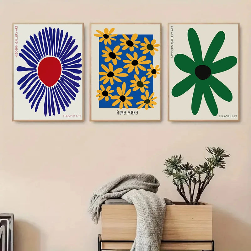 affiches murales abstraites fleurs pour décoration artistique