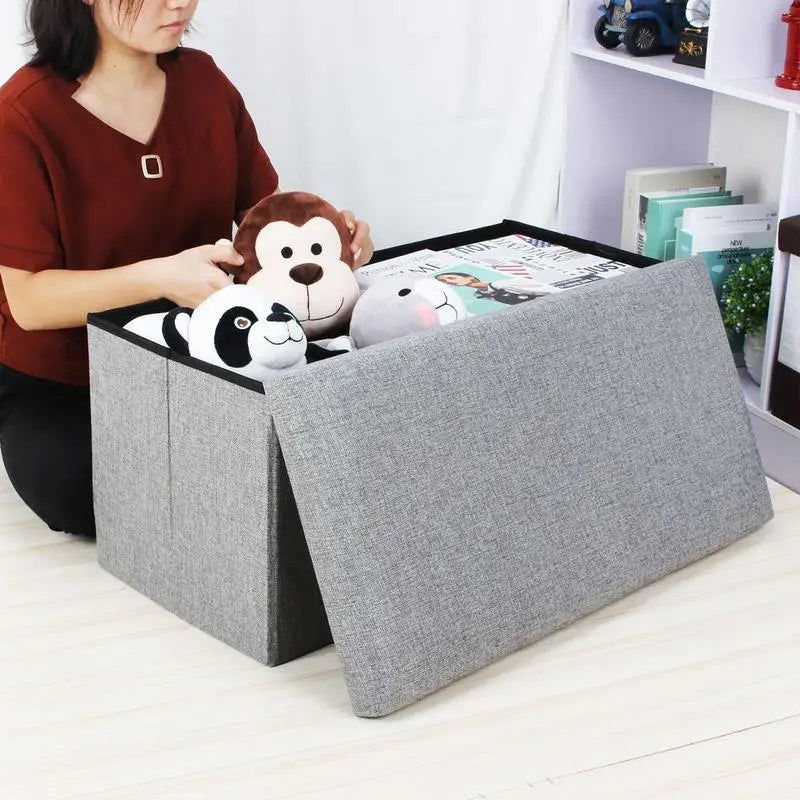 banc ottoman pliable avec rangement en tissu rectangulaire