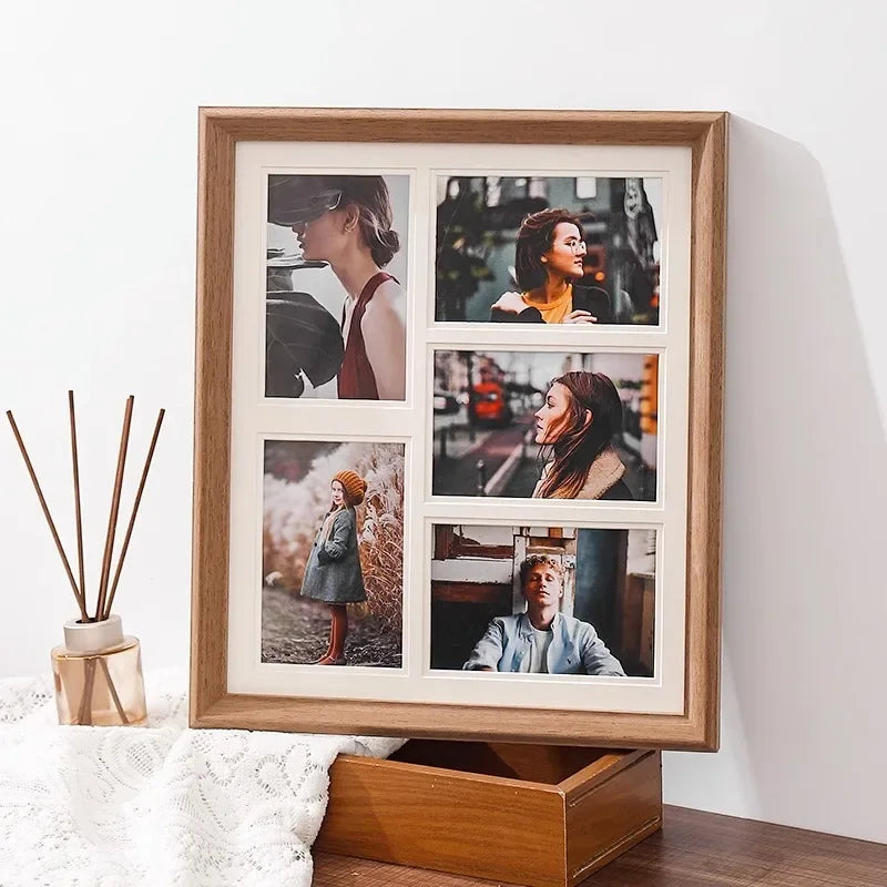 présentoir en bois massif pour cadres photo mariage décoratif