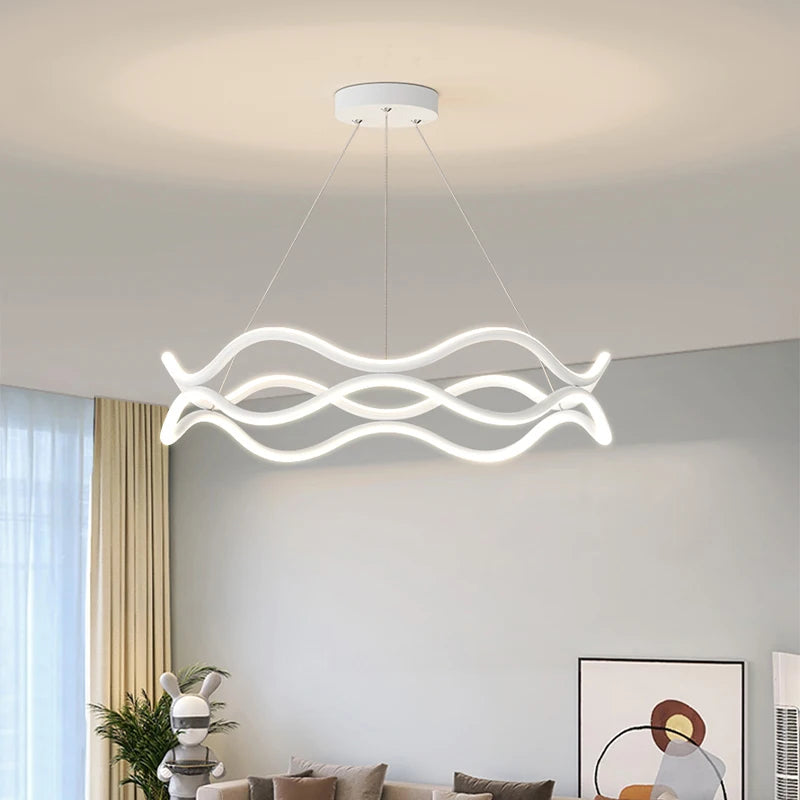 lustre design nordique ligne ondulée et lumière principale