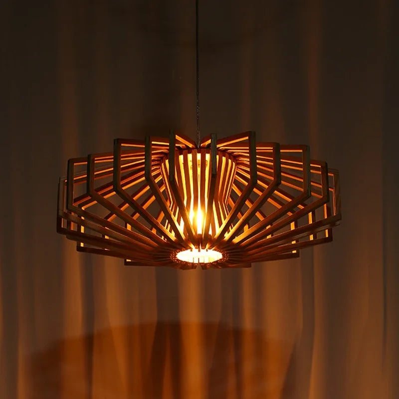 Simple Nordic solid wood chandelier warm bedroom lamp restaurant creative personalized wooden Chandelier