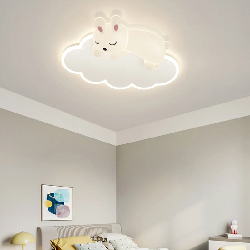 Cartoon Carrot Rabbit Lamps Warm Kids Bedroom Ceiling Light for Baby Girl Boy Childern's Room Lighting 220V Cloud Ceiling Light