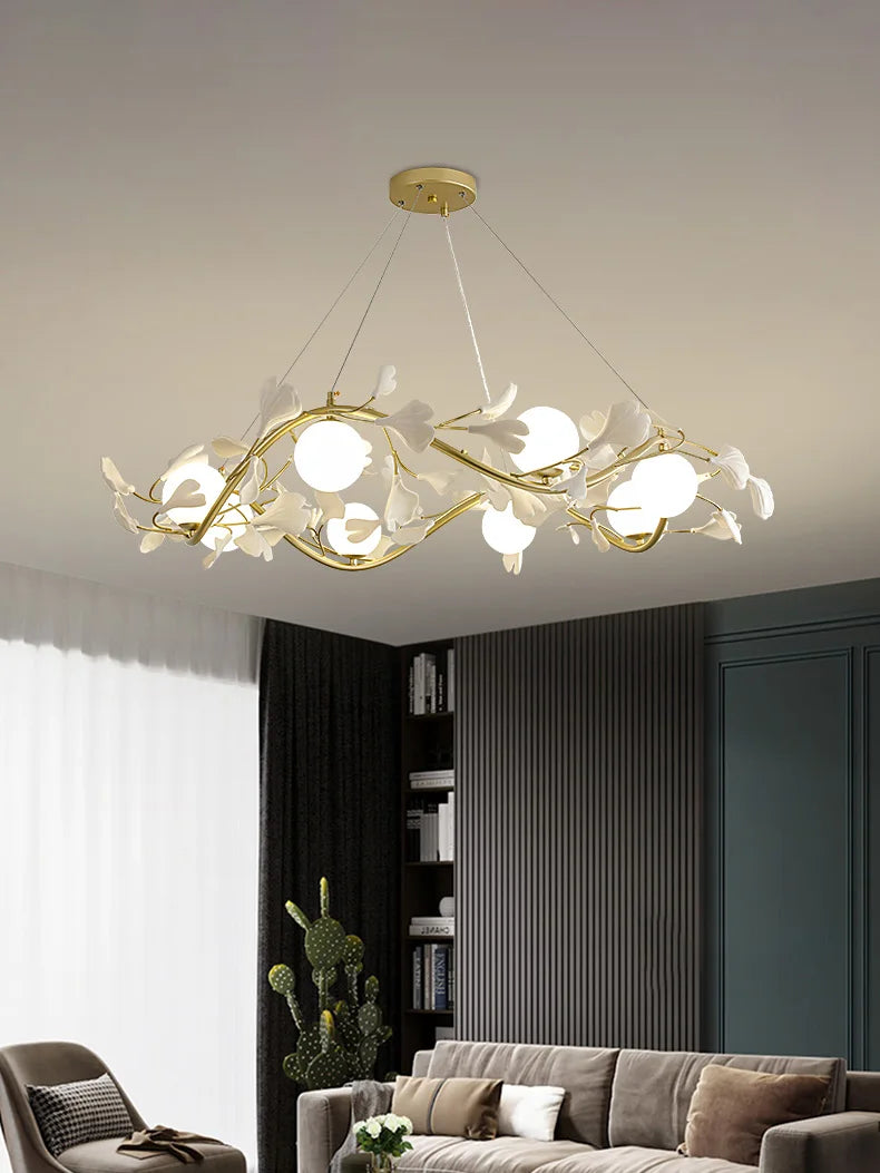 lustre ginkgo suspendu lumineux design moderne pour intérieur