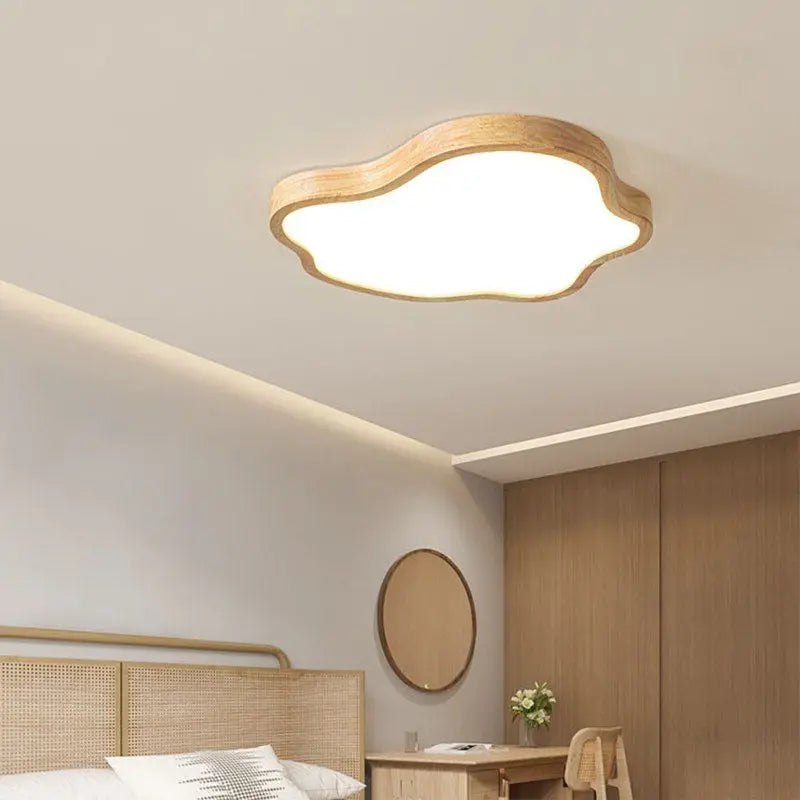 plafonnier led nordique en bois forme nuage éclairage décoratif moderne