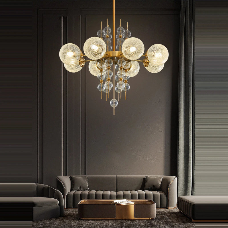 lustre classique à bulles en chrome doré tendance 2024 pour éclairage moderne