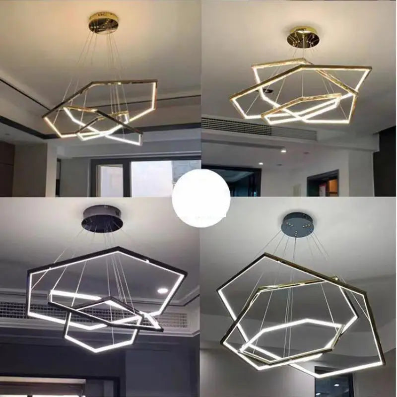 lustre hexagone led simple moderne luxe suspension