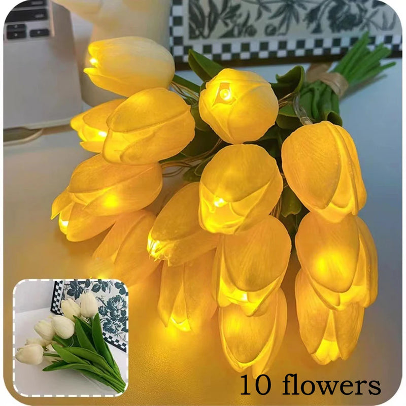 lampe tulipe décorative avec fleurs artificielles pour intérieur