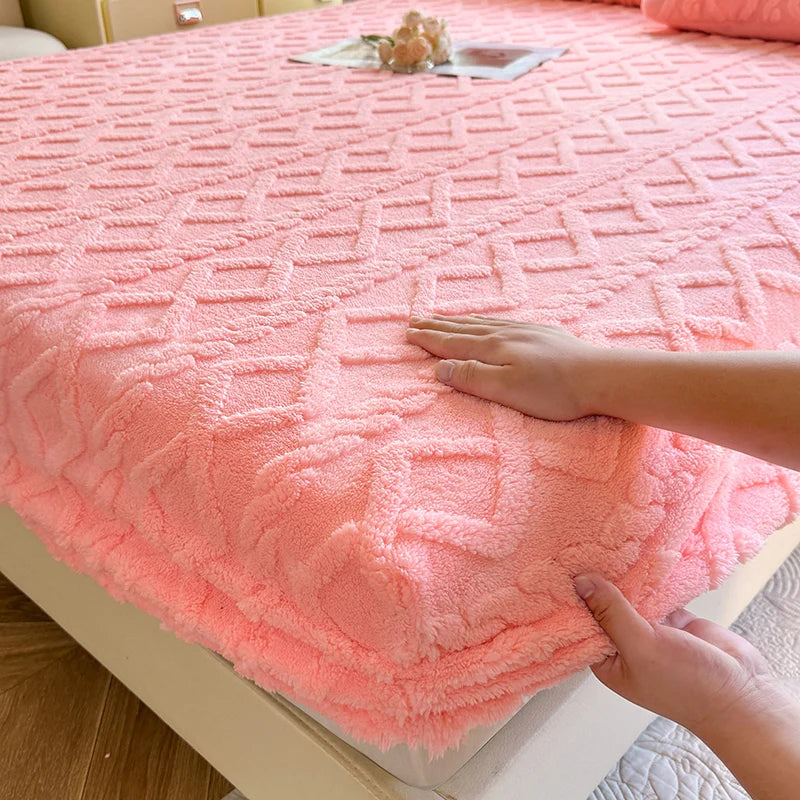 drap de lit chaud hiver avec bande élastique en polaire corail