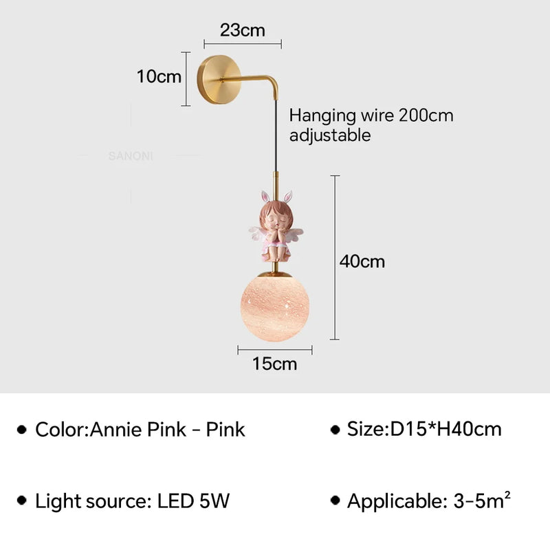 applique murale led design lune et planète pour décoration intérieure