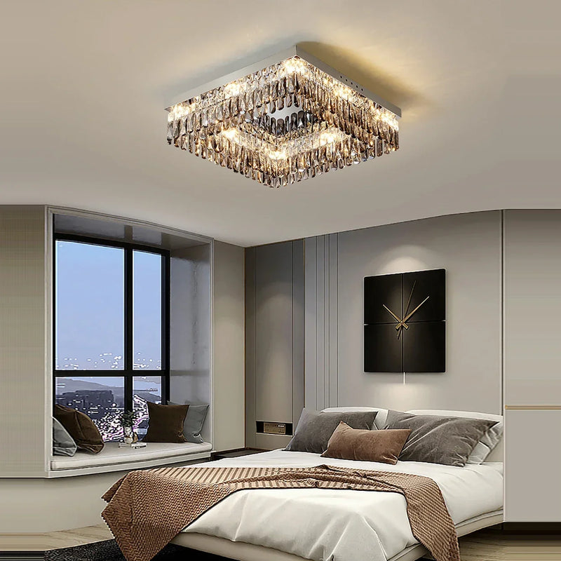 lustre moderne en cristal led design élégant pour décoration intérieure