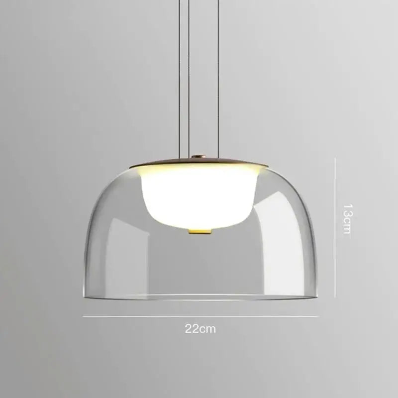 suspension à led avec couvercle en verre moderne