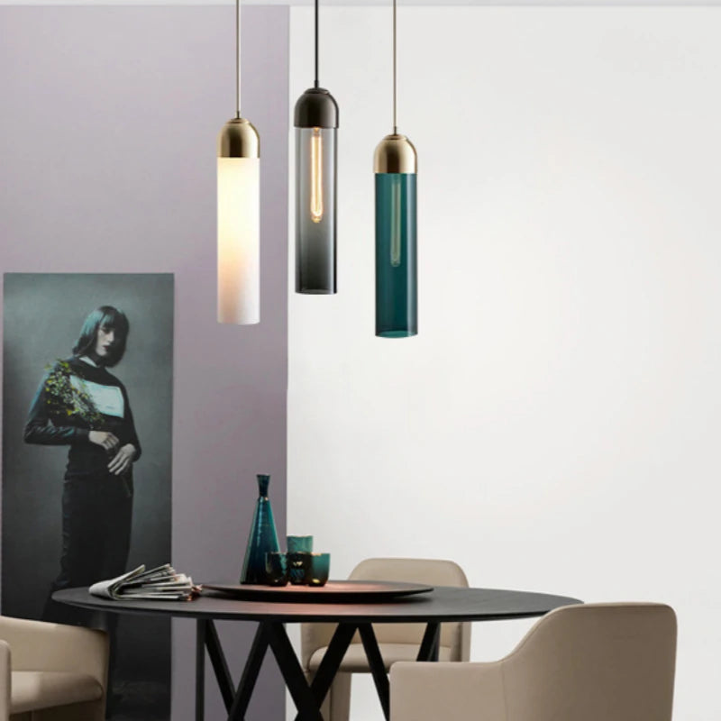 Suspension LED moderne en verre gris