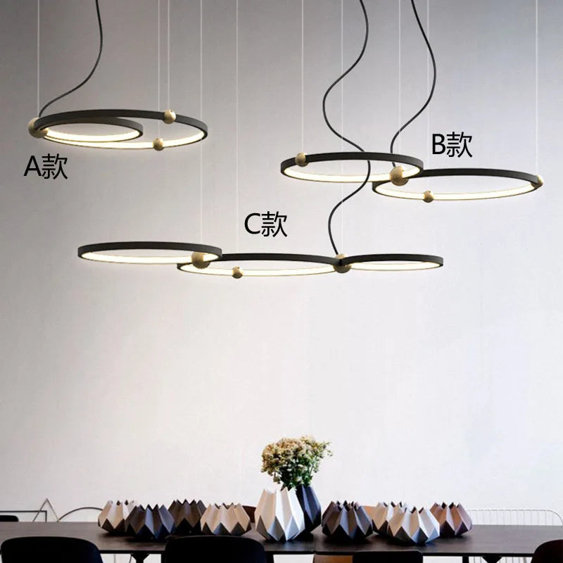 lustre moderne avec anneau suspension led pour décoration suspendue