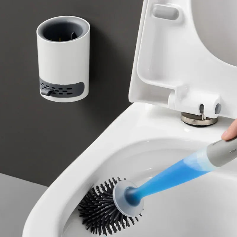 ensemble de brosses rechargeables pour nettoyage en silicone avec support mural