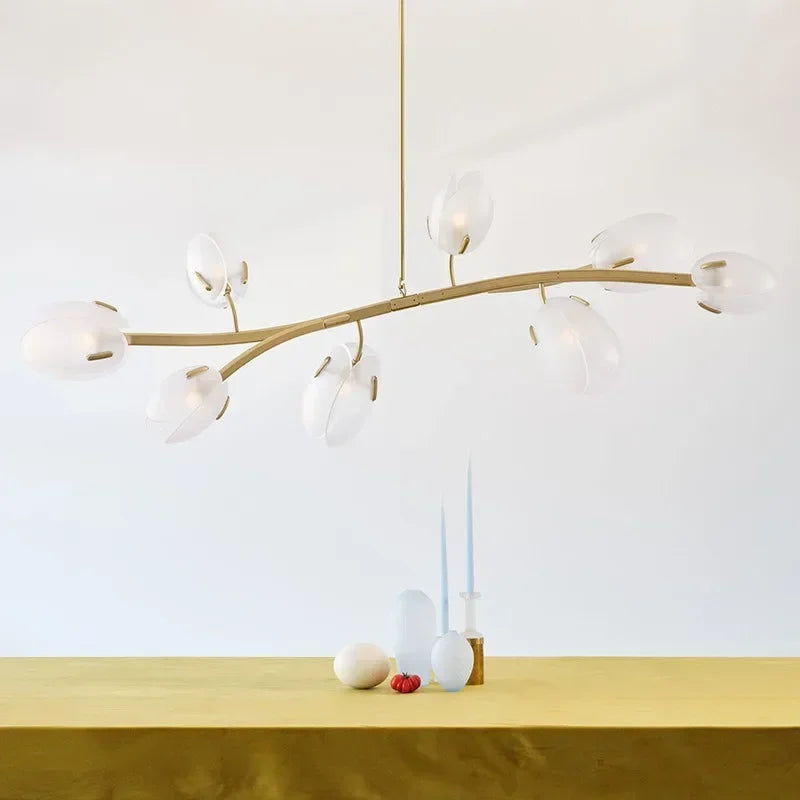 lustre en verre coloré avec boutons de tulipe décoratifs pour intérieur