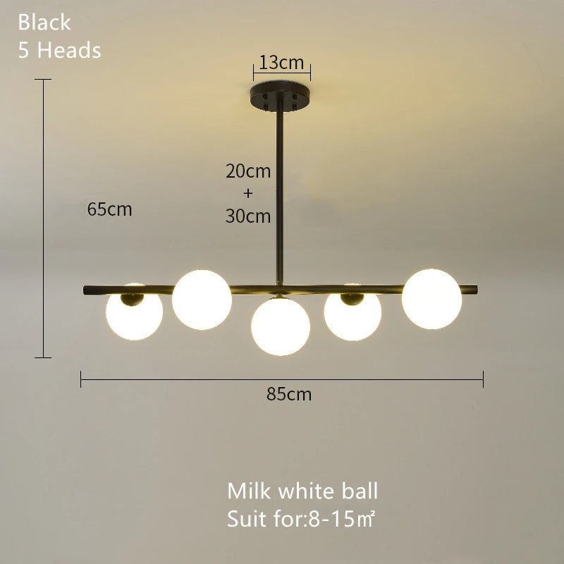 lustre nordique en verre pour éclairage intérieur moderne