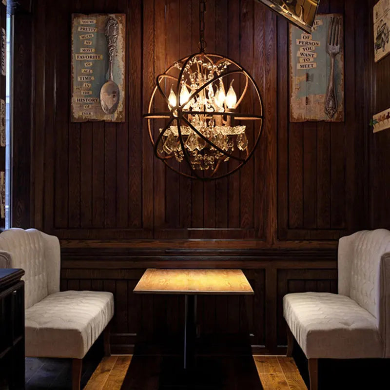 lustre style américain rétro loft en cristal pour bar restaurant