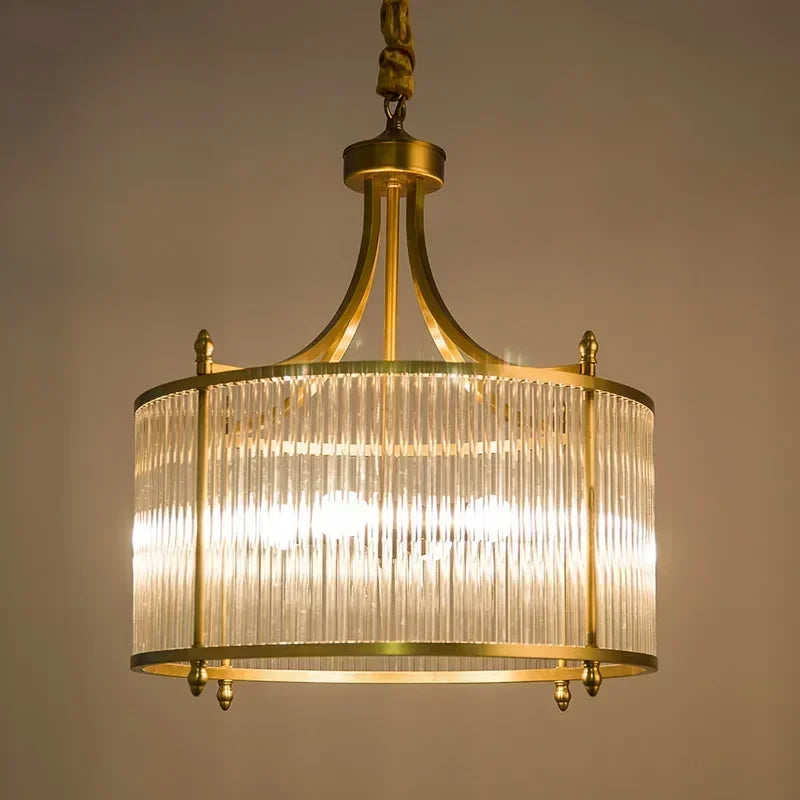 lustre de luxe moderne en cuivre doré avec éclairage led