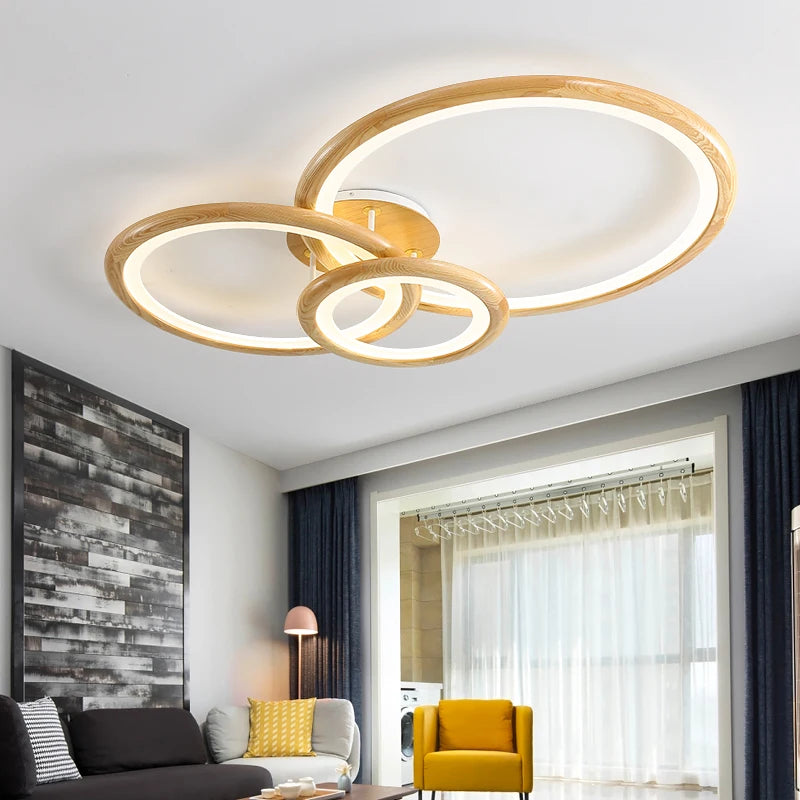 Lampe circulaire moderne en rondins pour salon