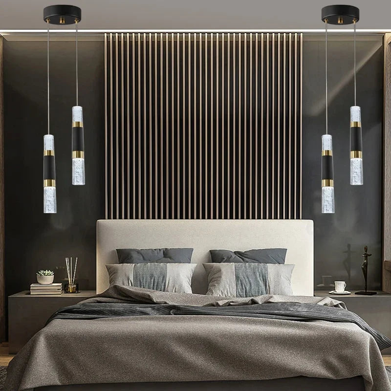 lustre moderne à LED avec lampes à bulles en acrylique suspendu