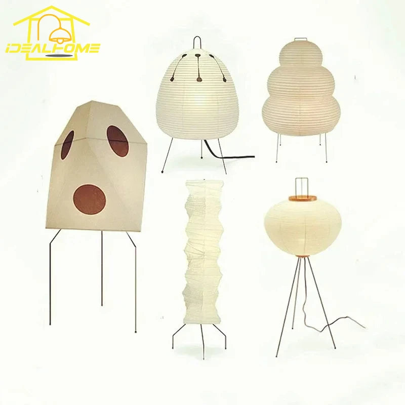 lampadaire japonais wabi-sabi akari noguchi minimaliste en papier de riz