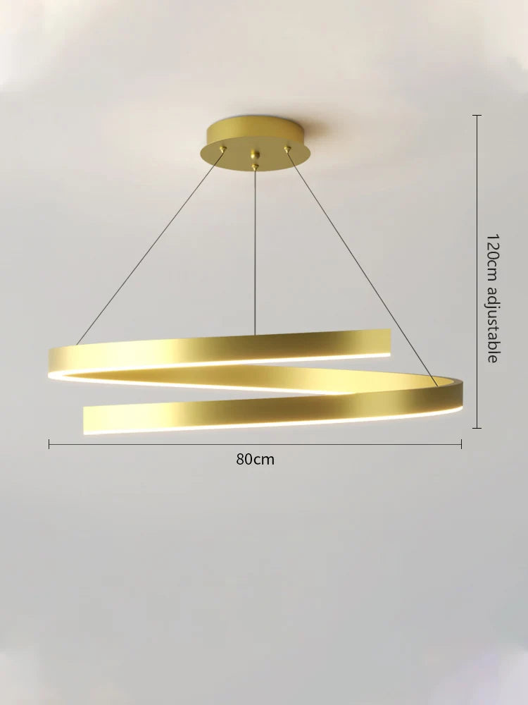 lustre à anneau simple moderne en fer doré avec éclairage LED intérieur