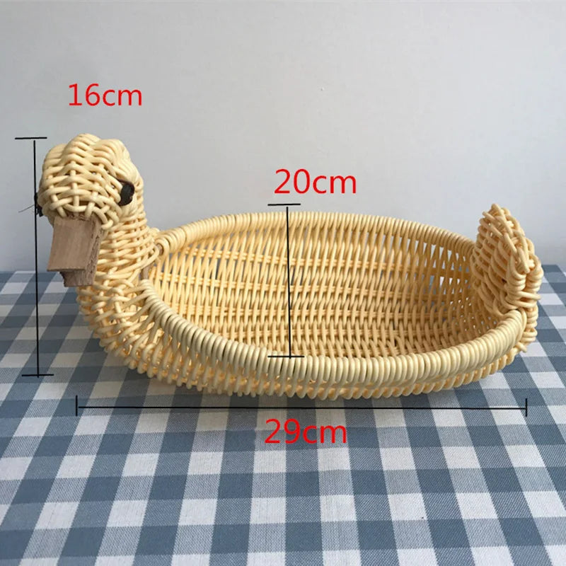 panier de rangement en rotin tissé style animal fait main