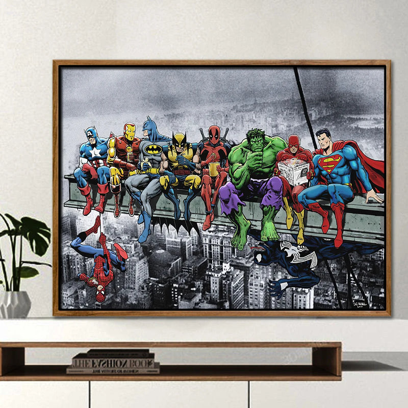 Tableau affiche murale spiderman hulk iron man décorations enfants avengers