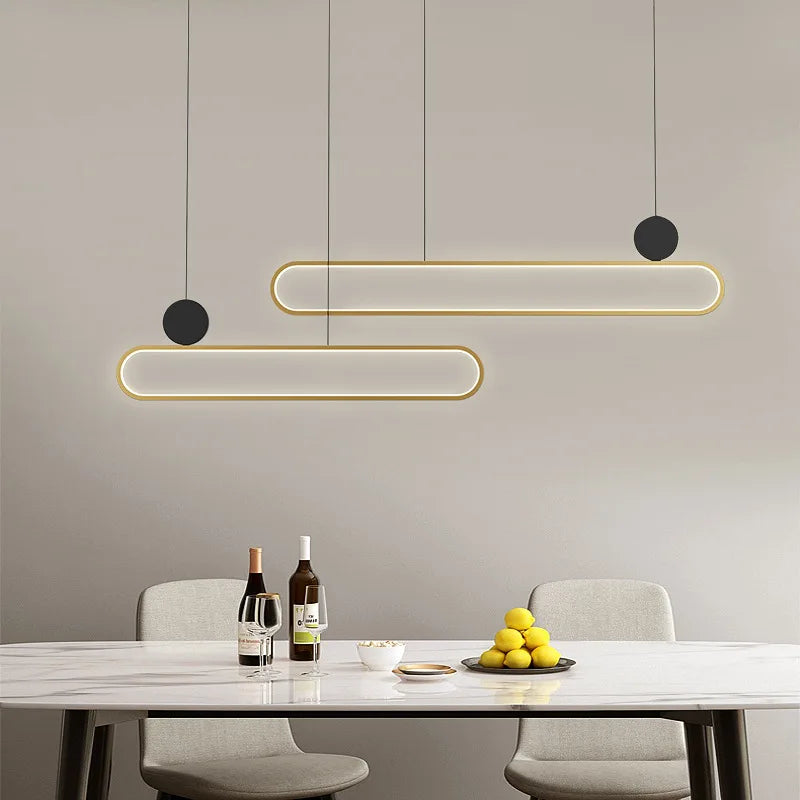 suspension led style nordique minimaliste double cercle pour intérieur