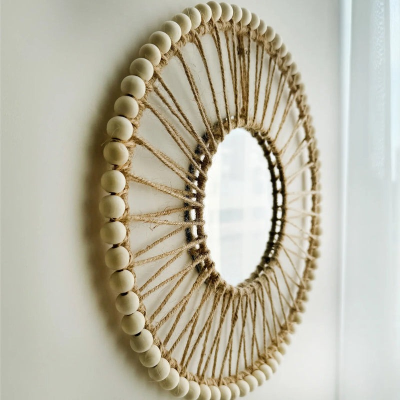 miroir décoratif nordique tissé à la main pour un intérieur créatif