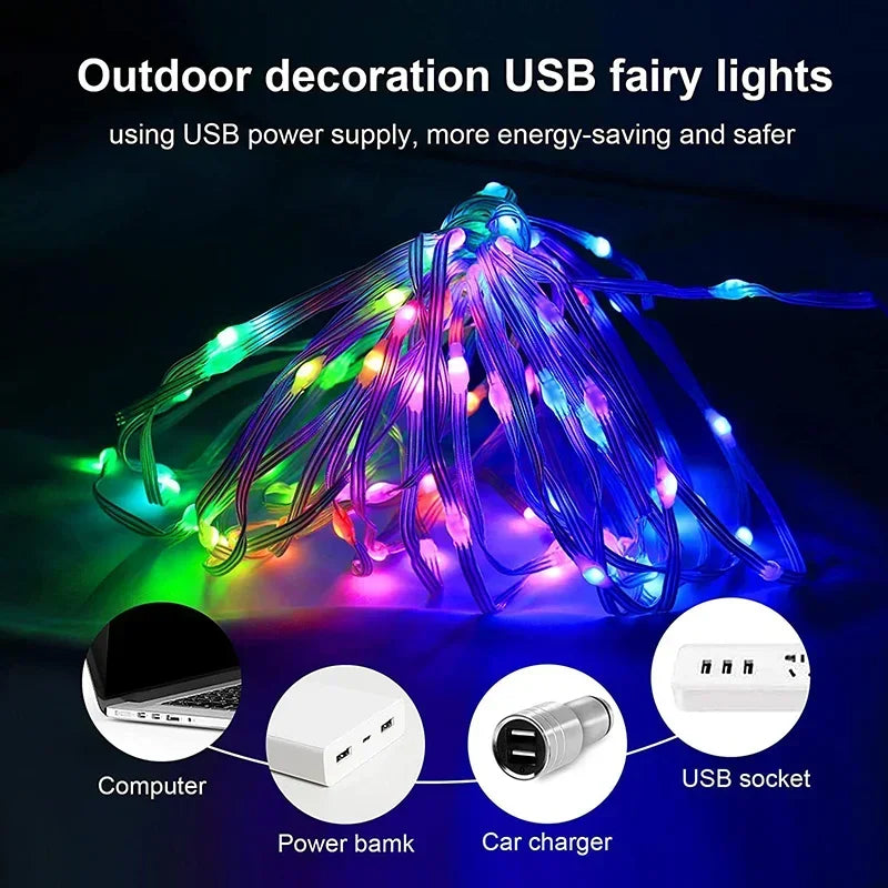 guirlande lumineuse led intelligente bluetooth pour fêtes et décorations