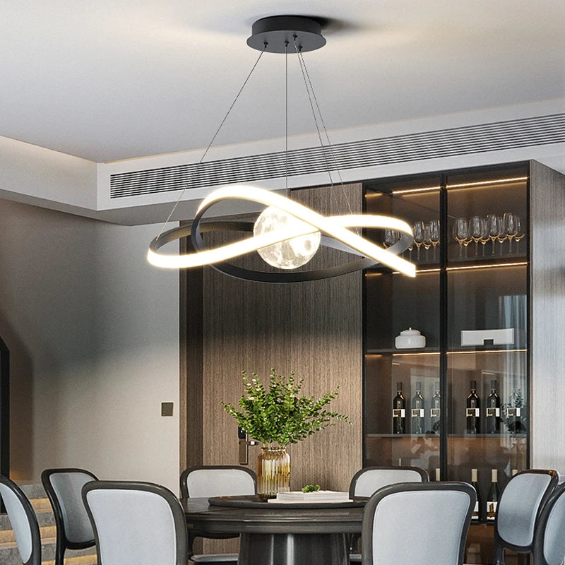 suspension led moderne style art noir pour intérieur