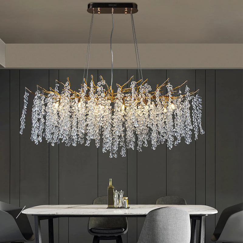 lustre à led en cristaux design moderne pour décoration intérieure