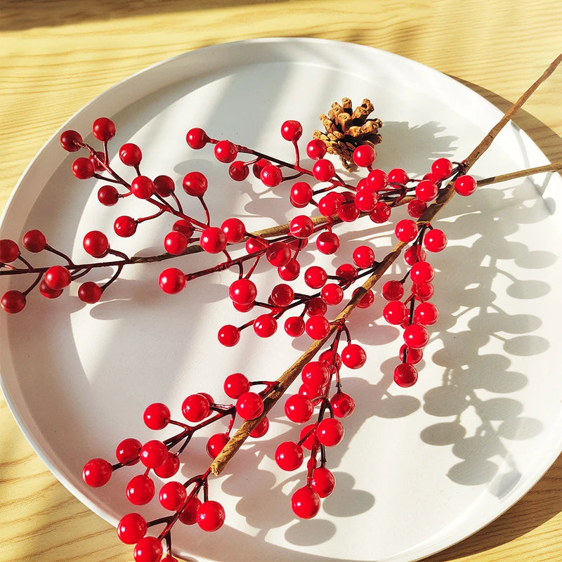 branche de fruits rouges artificiels pour décoration de Noël et récoltes