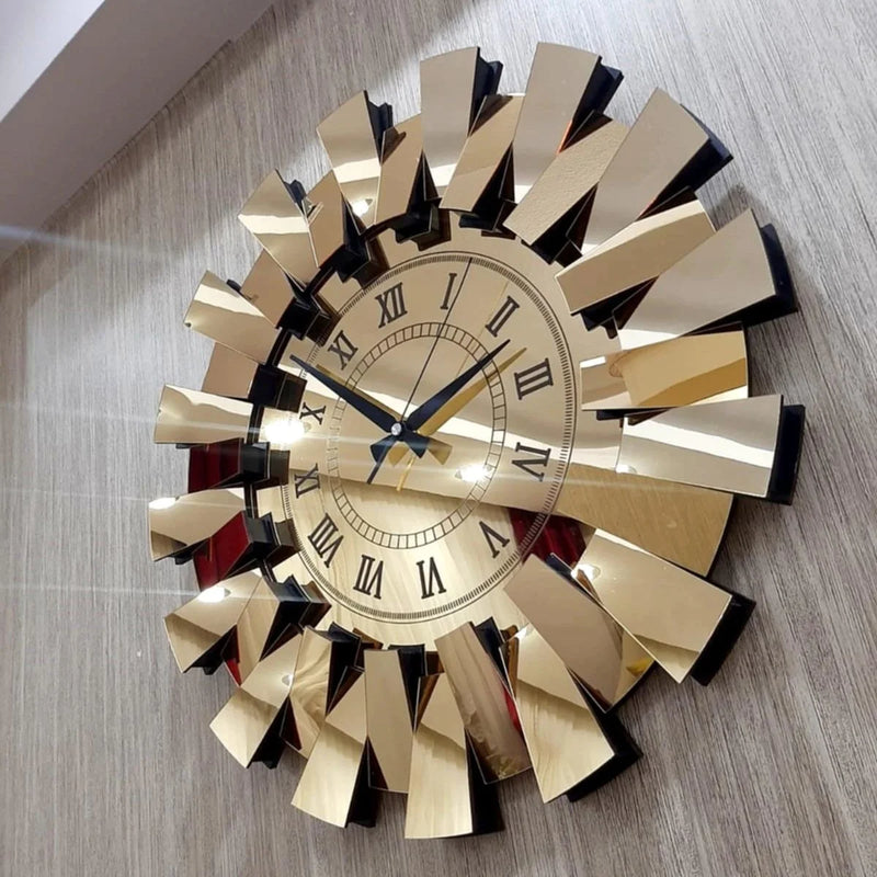 horloge murale miroir 3d luxe motif piano chiffres romains décoratifs