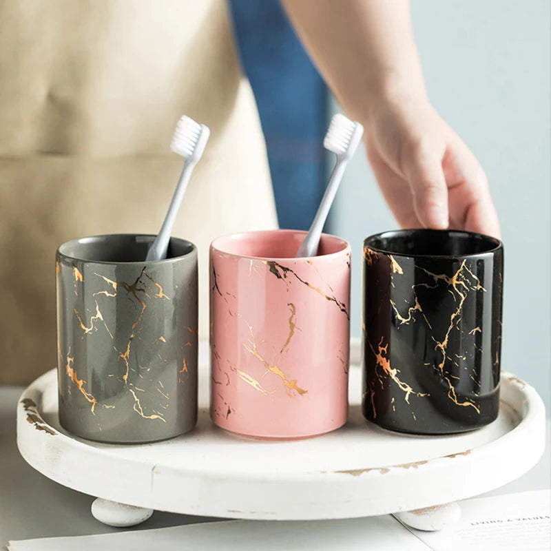 tasse créative en céramique pour brosse à dents et bain de bouche