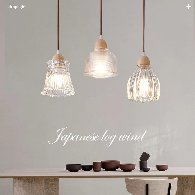 suspension japonaise moderne en bois et verre luminaire design