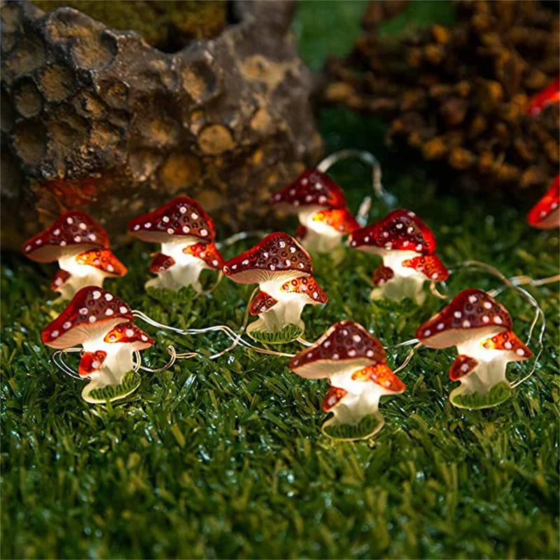 guirlande lumineuse champignon féerique en fil de cuivre à piles