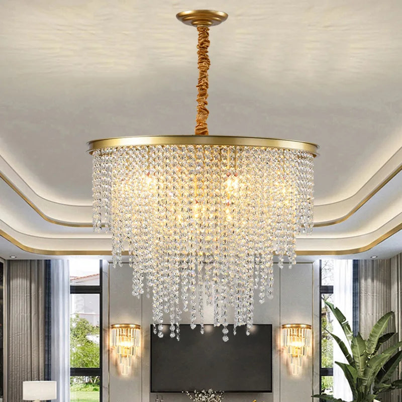 lustre moderne en cristal avec lumière suspendue élégante pour décoration intérieure