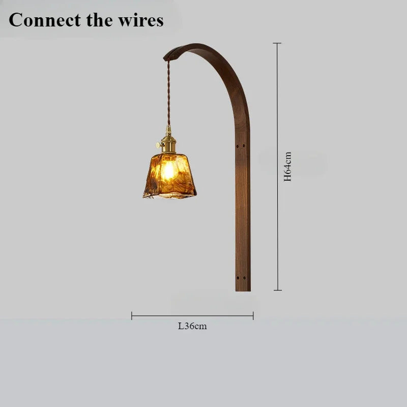 lampe moderne en bois de noyer avec lumière led décorative