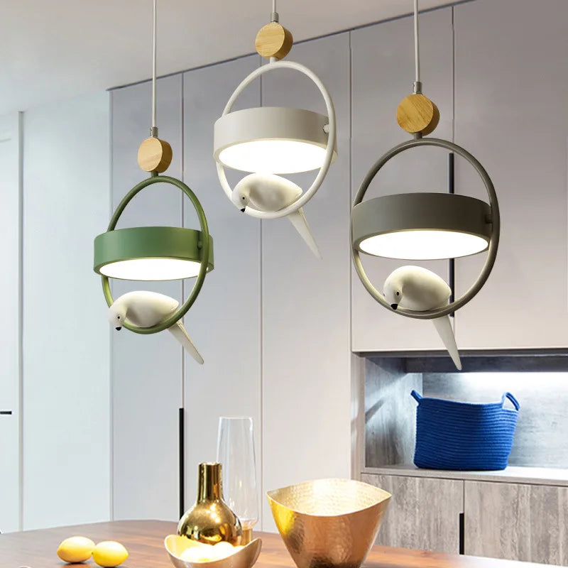 suspension moderne en bois avec éclairage led décoratif intérieur