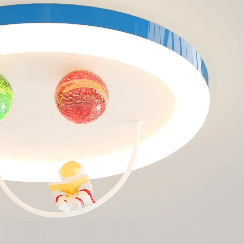 Creative Colorful Glass Ceiling Chandelier Light Planet Astronaut Ceiling Lamps Pink Blue Chrome 220V Children's Bedroom Lamps