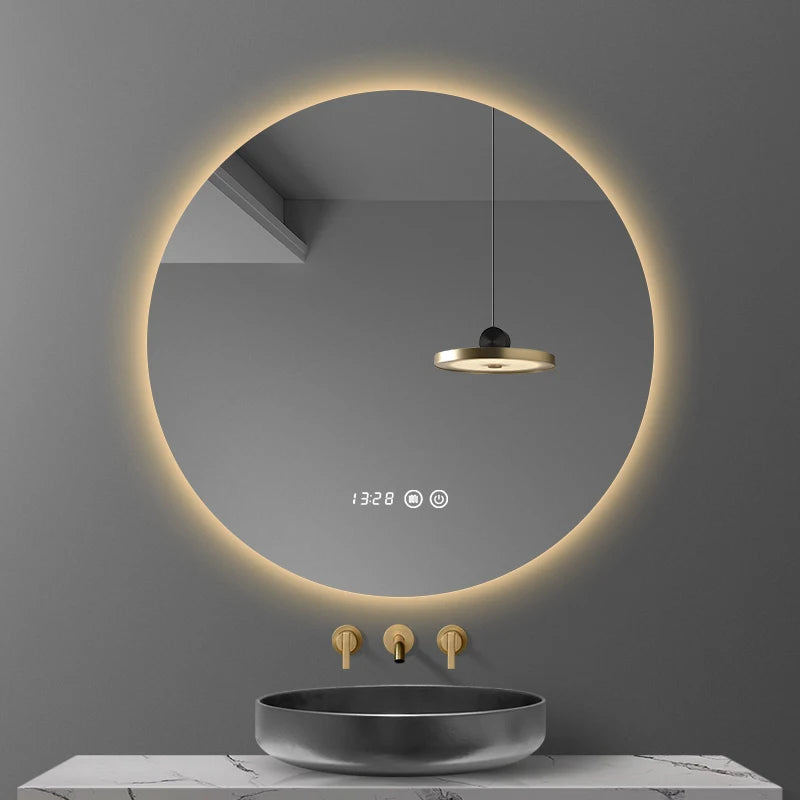 miroir rond avec rétroéclairage réglable et antibuée décoratif